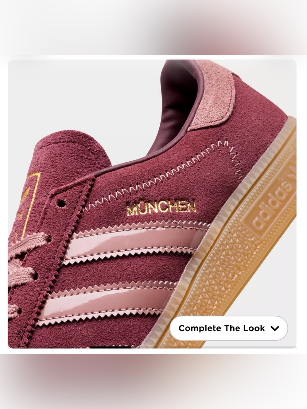 Adidas Munchen KI4286 Burgundy Pink Gum Suede Sneakers Women’s NWT - Picture 4 of 7